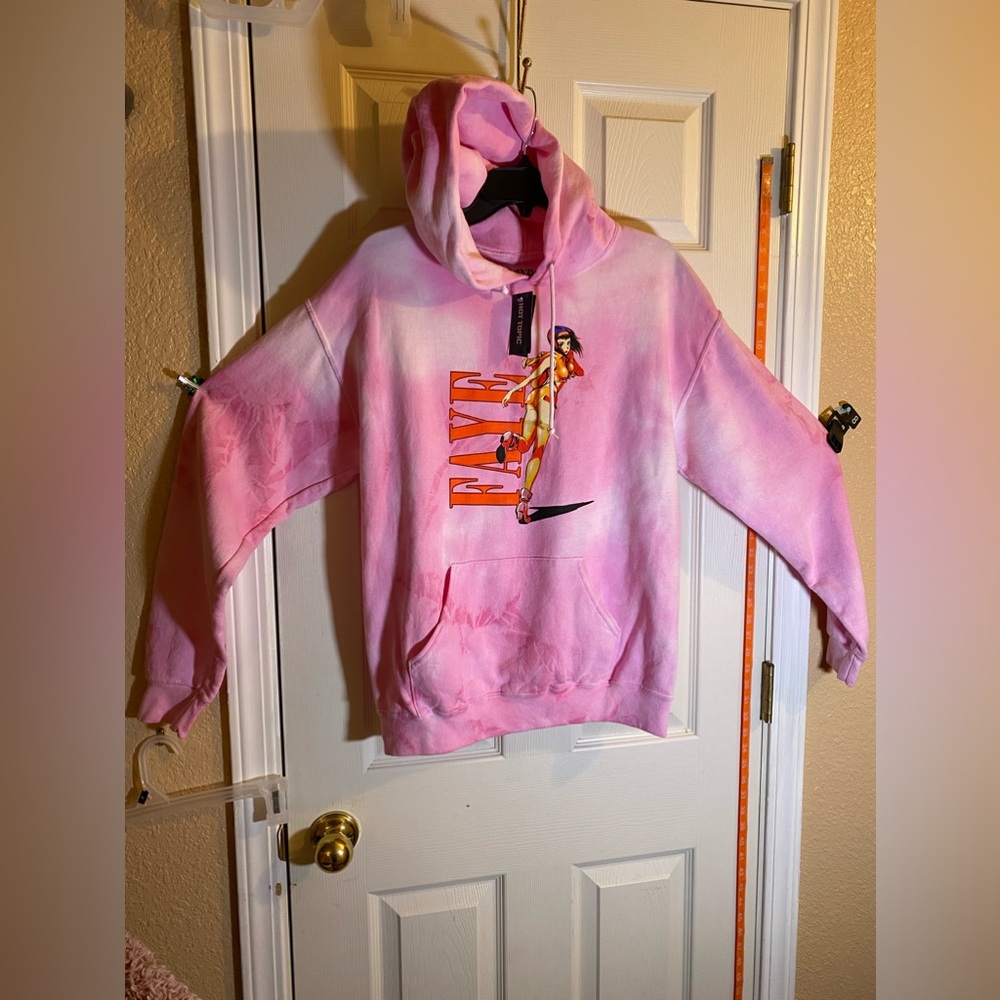 Cowboy Bebop Men’s Sz S Pullover Hoodie Faye Valentine Pink Tye Die Hot Topic